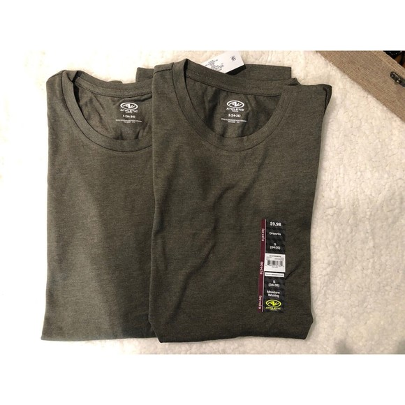 Pack of 2-Athletic Works Men's Olive Green Active Long Sleeve T- Shirt - Picture 8 of 9